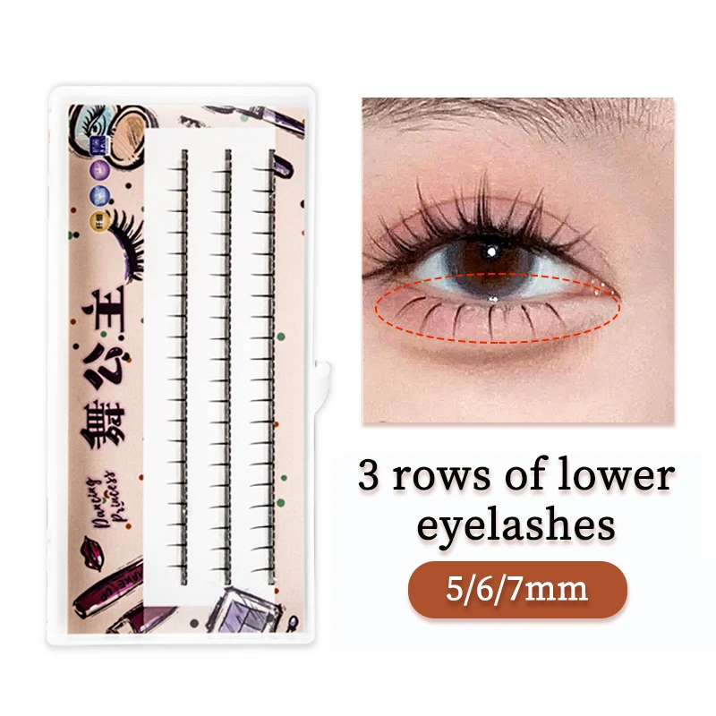 DINGSE 3 Reihen unter Wimpern, 5/6/7 mm, untere Wimpern, natürliche untere Wimpern, individuelles professionelles Make-up, falsche Wimpernverlängerung – Detail 5