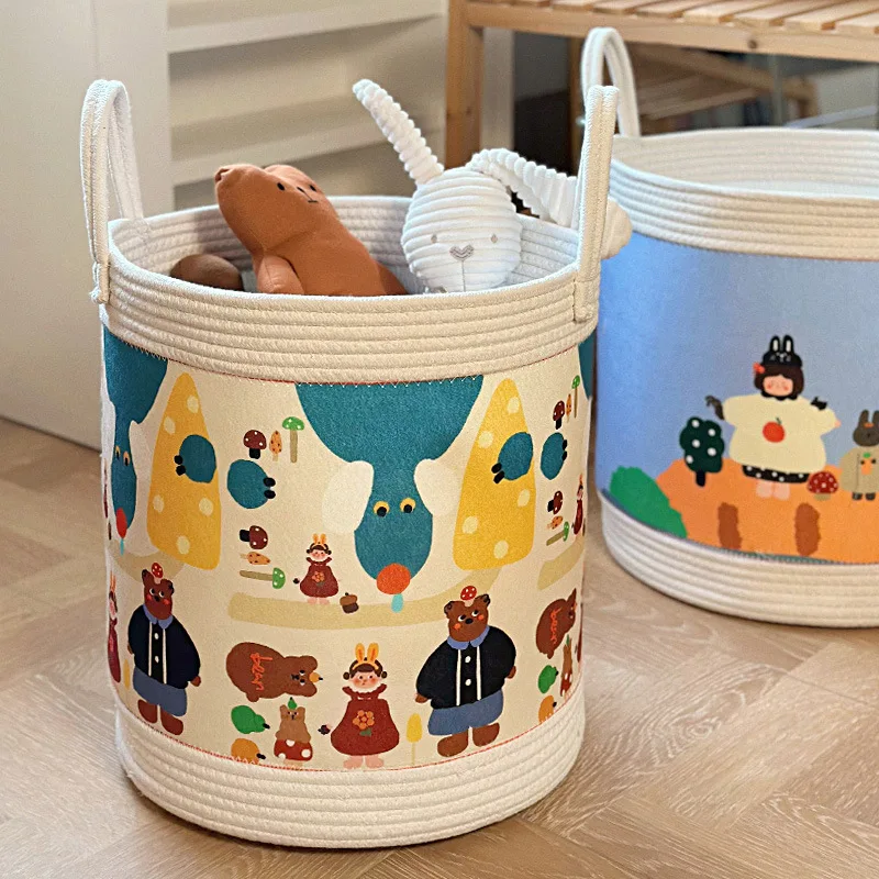 

Cartoon Folding Storage Bucket Children's Toys Clothes Bucket Snack Handheld Organization Basket