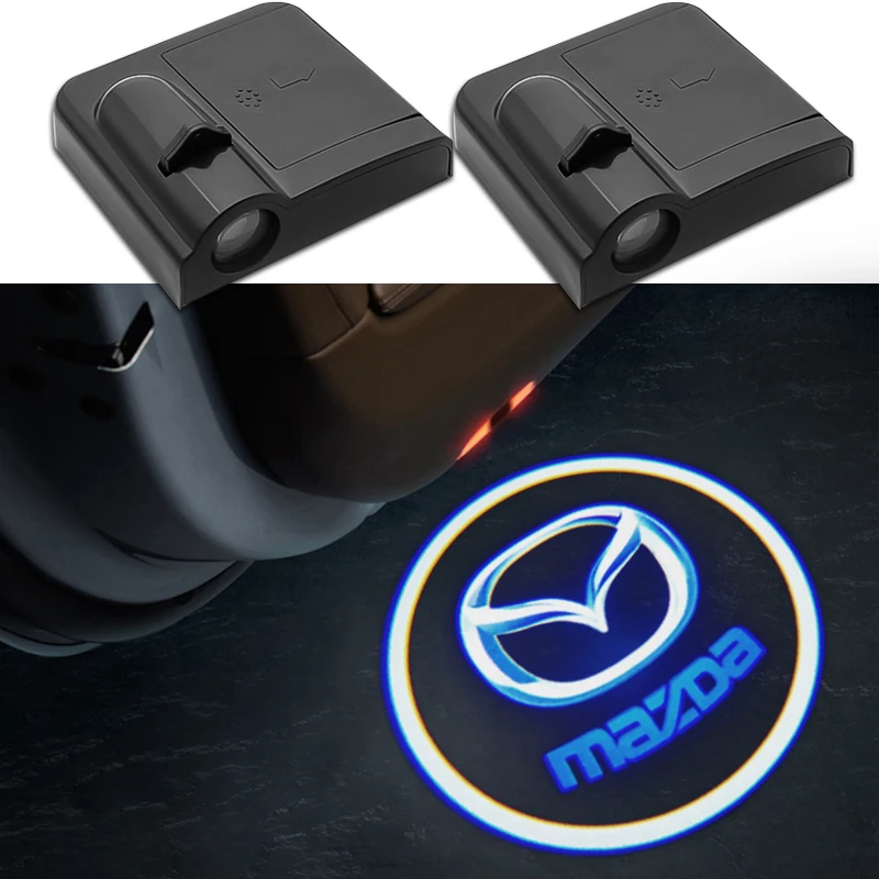 2Pcs Car Door Welcome Lamp Laser Projector Shadow Lights For Mazda 3 6 2 Speed MS Axela CX5 CX3 CX4 CX30 RX8 Atenza Accessories