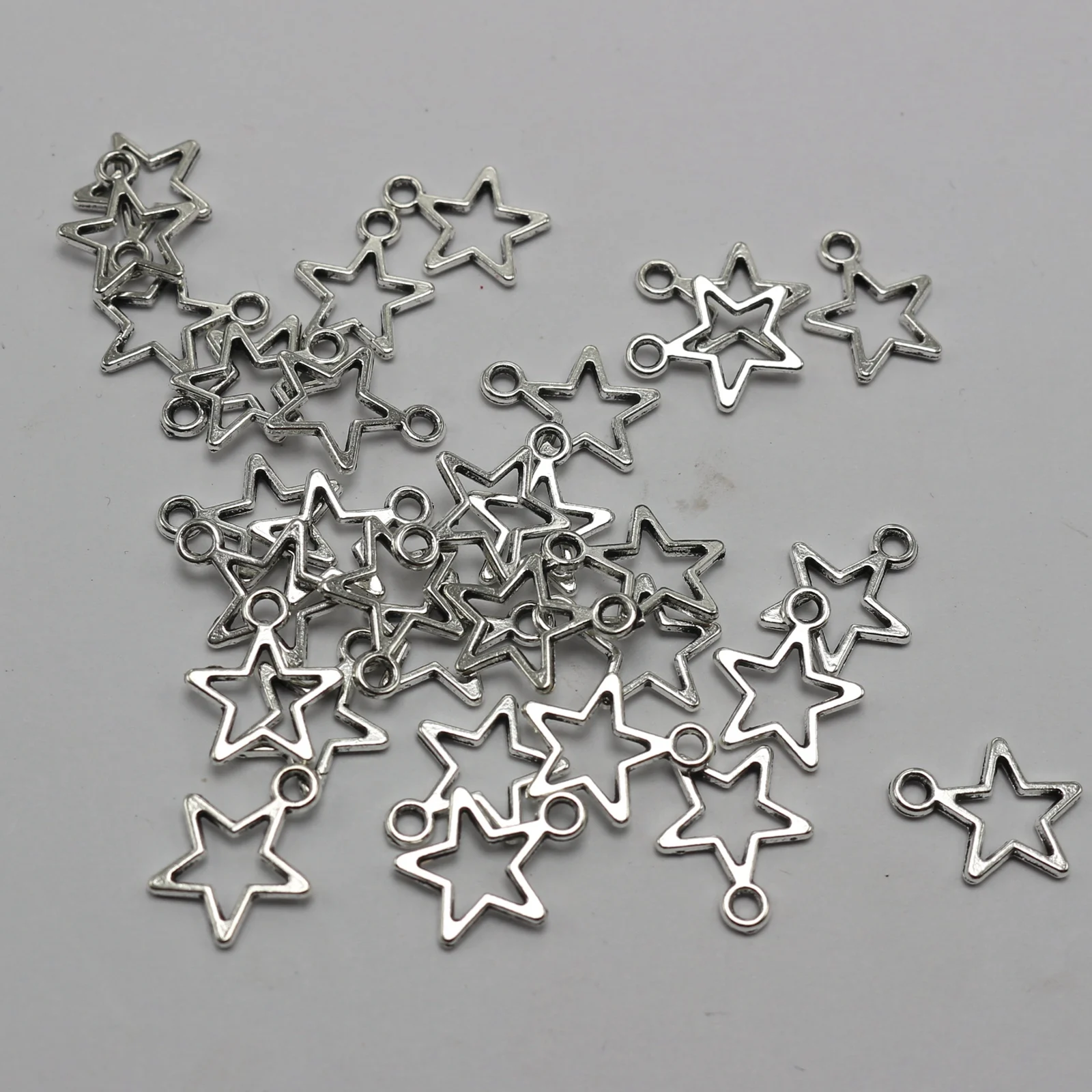 100 Tibet Silver Pentagram Star Charm Pendants 15X12mm Craft DIY Jewelry Making