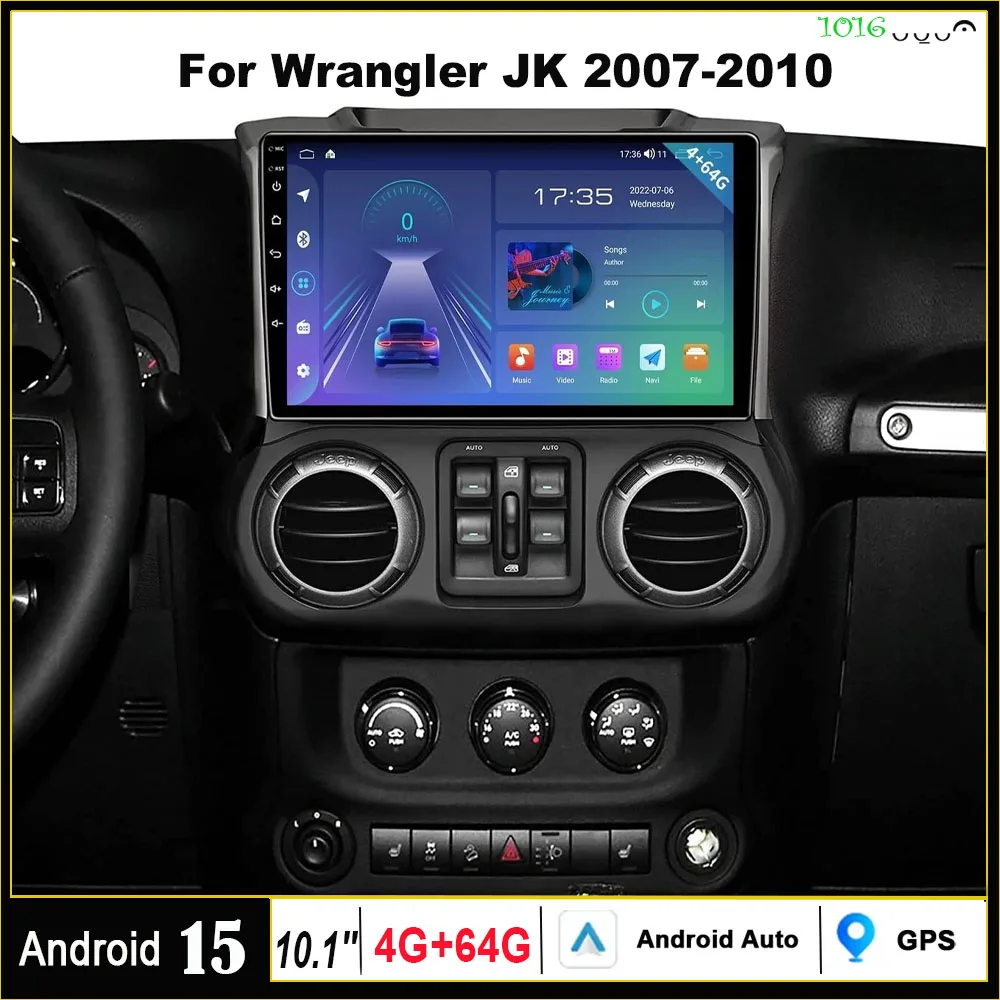10,1 Zoll 4+64G Autoradio mit Navigation für Wrangler JK 2007-2010 für Ram 1500 2500 3500 2006-2008 2 Din Kompatibel mit Carplay Android Auto