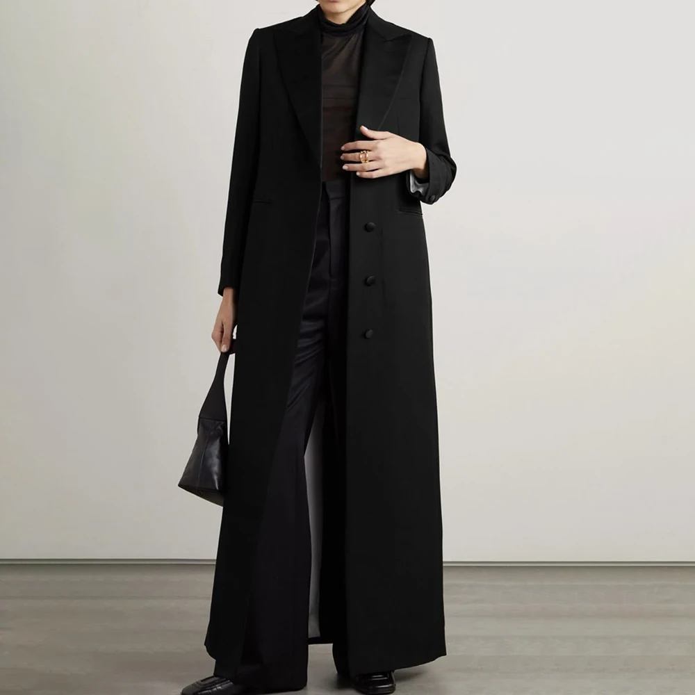 Customized Women's Suits Formal Double Breasted Peak Lapel Long Blazer High Quality 1 Piece Jacket Fashion Trench Outfits
