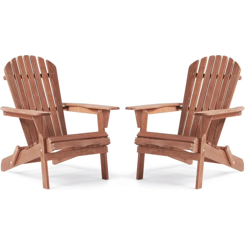 

Outdoor Wooden Folding Adirondack Chair Set of 2 with Pre-Assembled BackRest, Wood Patio Chair for Garden Backyard Porch Pool