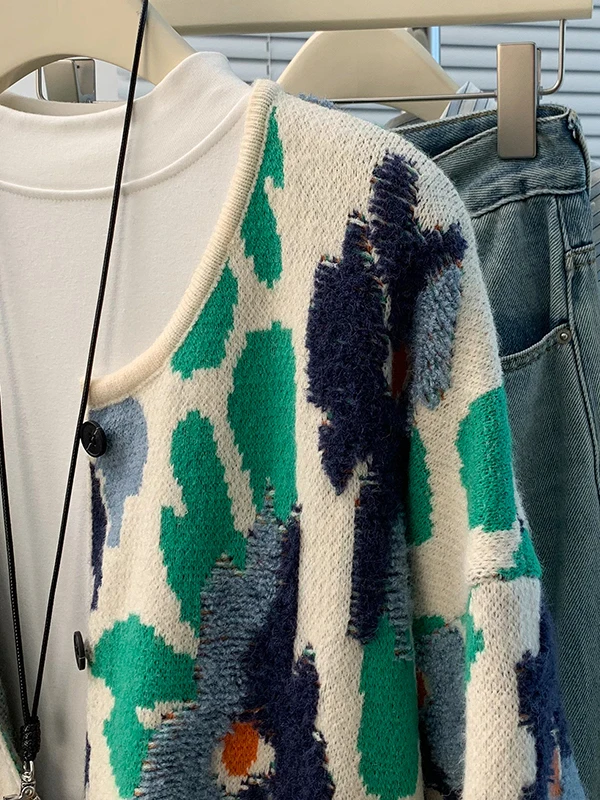 여성용 루즈 캐주얼 라운드 넥 스웨터 가디건 아우터웨어 가을 겨울 신상 플러스 사이즈 편안한 코트