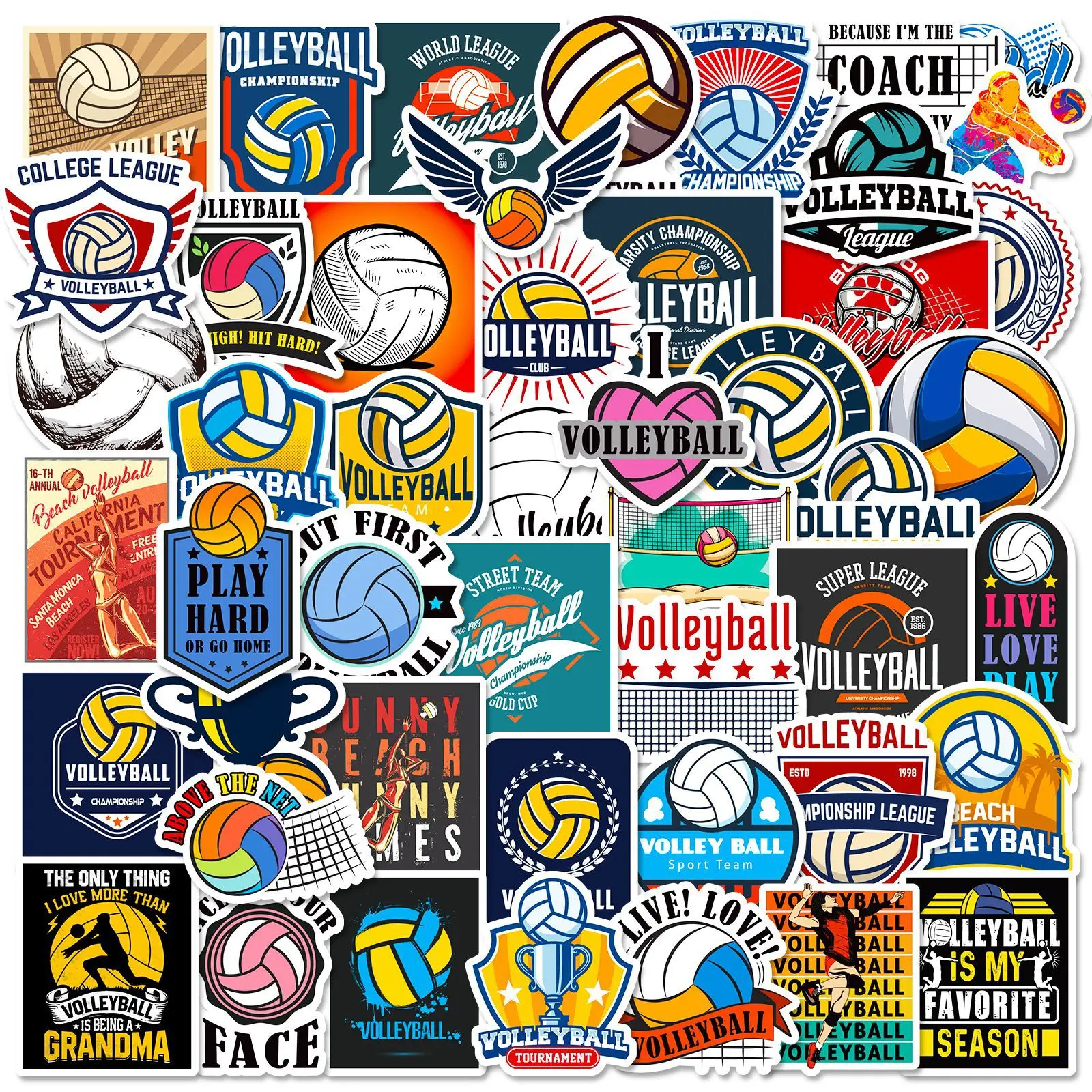 50pcs Volleyball Sports Mix and Match Graffiti Car Trunk Guitar Skateboard Waterproof Sticker