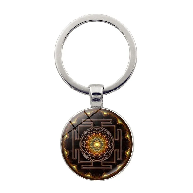 Fashion Jewelry Dome Glass Alloy Keychain Mandala Kaleidoscope Unique Classic Gift