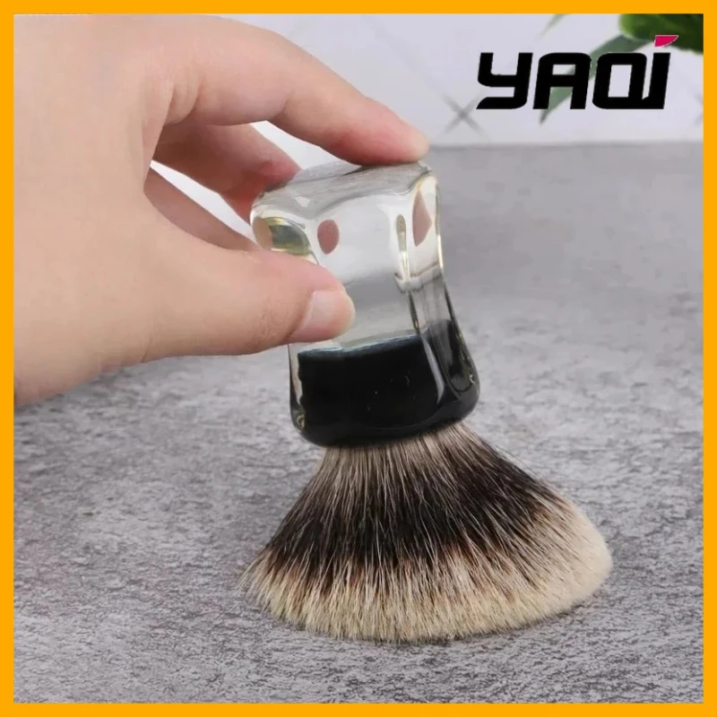 2026-yaqi-brosse-a-raser-pour-homme-a-deux-bandes-de-poils-de-blaireau-de-24-mm-manche-transparent-pour-rasage-humide-cadeau-d'anniversaire-pour-petit-ami