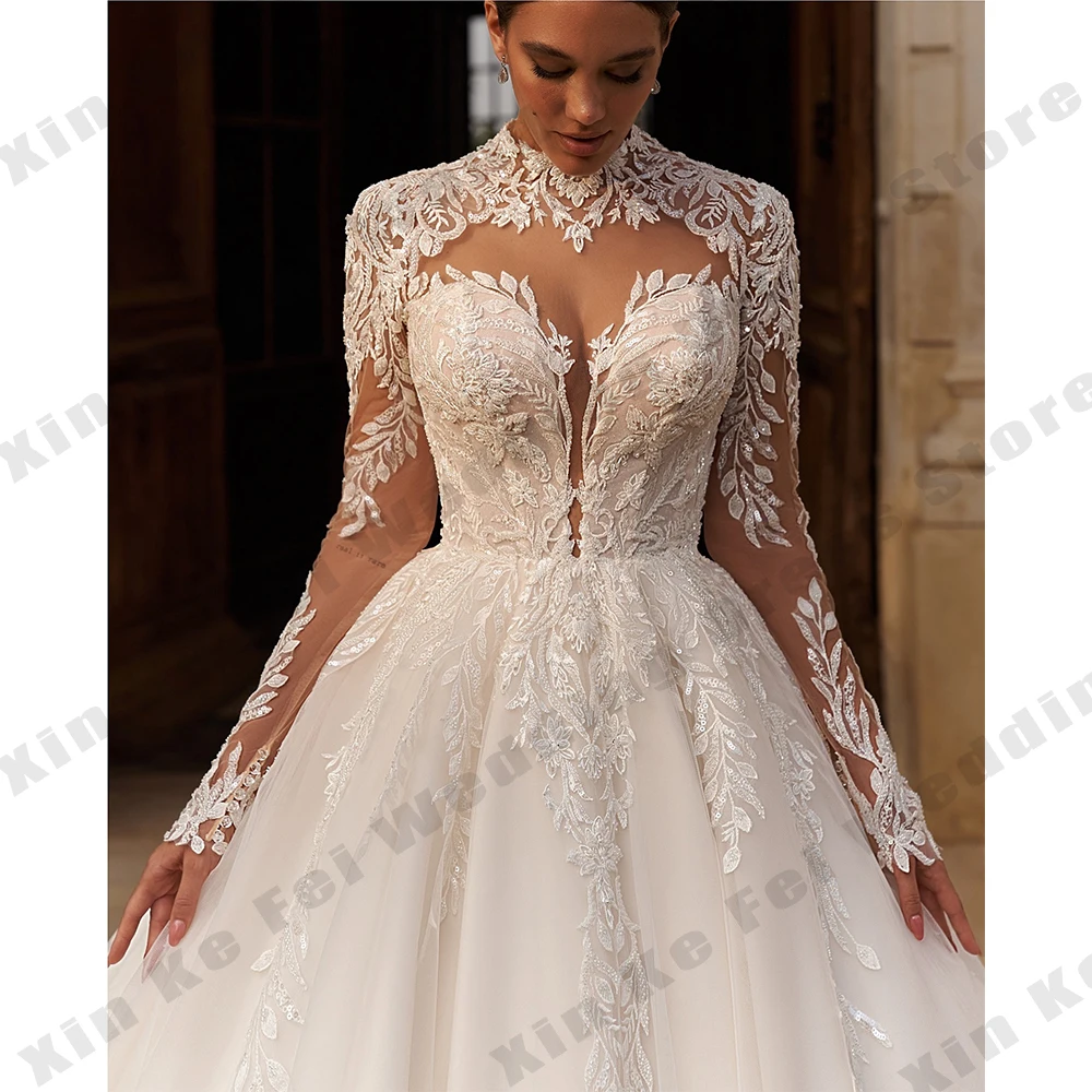 فساتين زفاف نسائية رائعة على شكل حرف a أنيقة بأكمام طويلة فساتين زفاف الأميرة حفلة رسمية على الشاطئ سلبيزانيه مخصصة