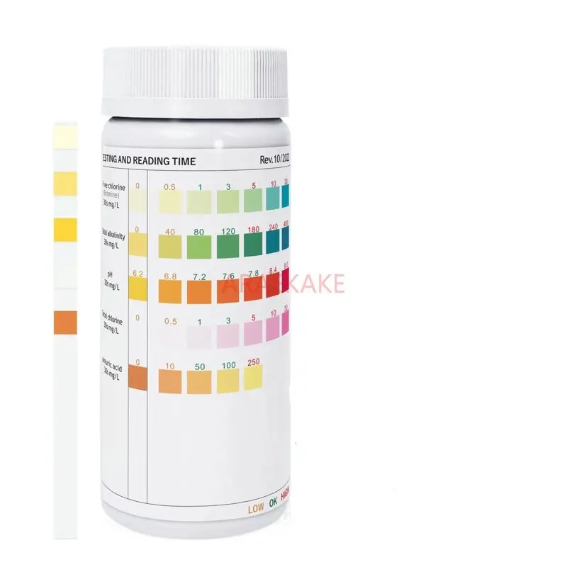 2pcs 5-in-1 water quality residual chlorine pool concentration detection cyanuric acid detection test paper