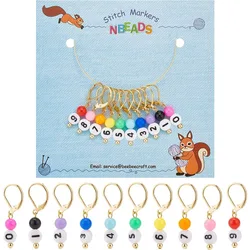 10 Pcs 0~9 Number Stitch Markers 0~9 Number Acrylic Beads Crochet Stitch Marker Charms Locking Stitch Marker for Knitting