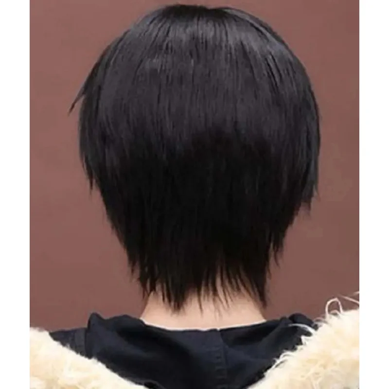 Ss13men anime cosplay peruca masculina curta reta preto traje de cabelo sintético cos perucas peruca pelucas