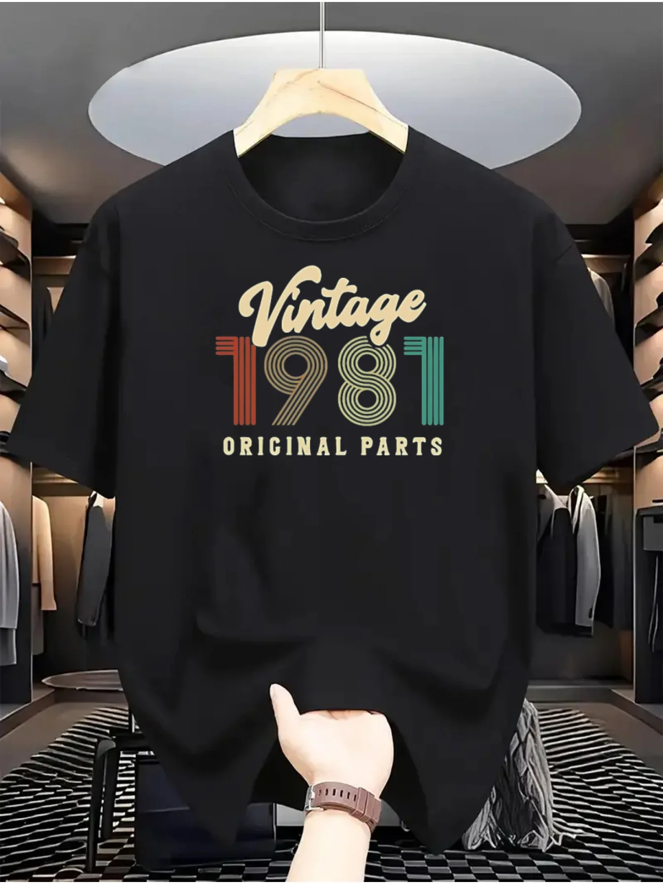 

Men's 100% Cotton Vintage 1981 Graphic T-Shirt - Casual Crew Neck, Short Sleeve