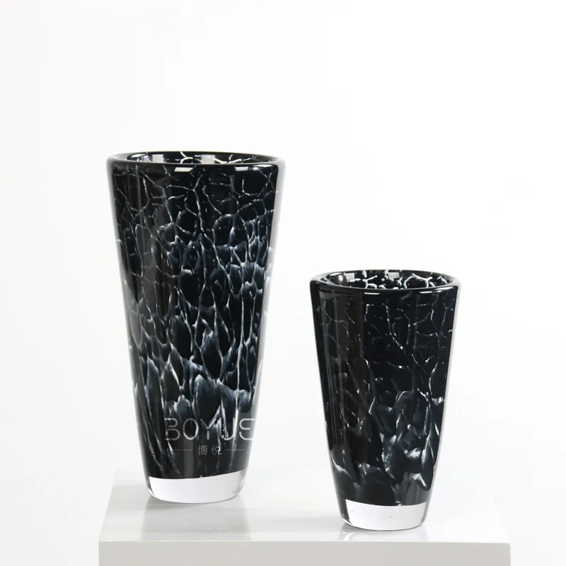 

Simple and modern black tiger pattern creative Chinese open glazed vase sales office home soft decoration ornament
