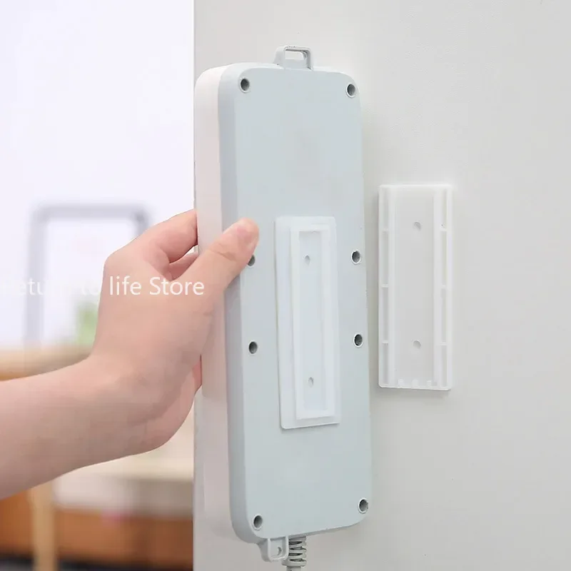 Self-Adhesive Desktop Socket Fixer Cable Organizer Wall Hanging Power Strip Holder Fixator Plug-in Removable Wall-Mounted Fixer