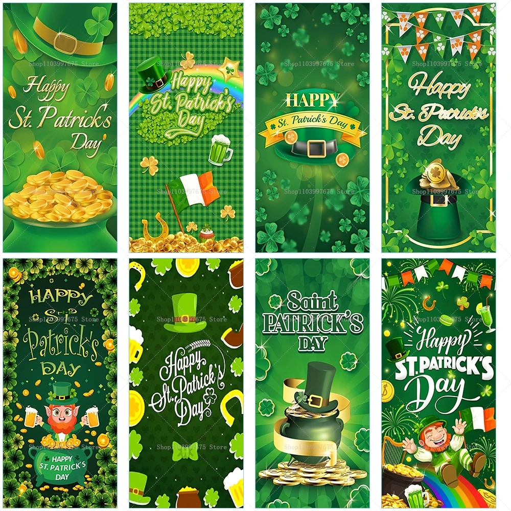 St. Patrick’s Day Door Cover Banner Irish Festival Birthday Party Photography Backdrop Indoor Outdoor Porch Background Decor