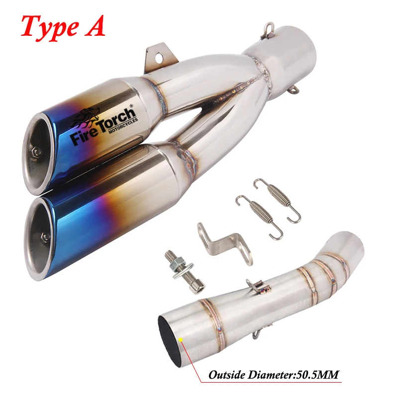 For Benelli 502c TRK502C Motorcycle Escape Moto Systems Motorcycle Exhaust Muffler Middle Link Pipe Modified Removable DB Killer