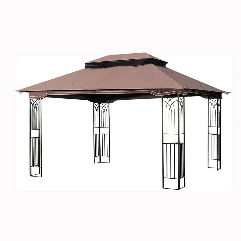 Ventilated Double Roof And Mosquito net Detachable Mesh Screen On All Sides Suitable for Lawn Garden Backyard and Deck Brown Top