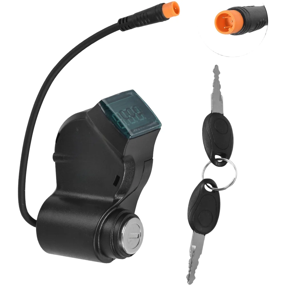 Electric Scooter Replacement Switch Lock with Built-in Digital Display for Kugoo ABS Waterproof Voltage Monitoring