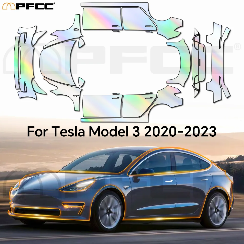 

9Mil For Tesla Model 3 2020-2023 Paint Protection Film TPU Scratch Resistant PPF Precut Full Vehicle Transparent Invisible Kit