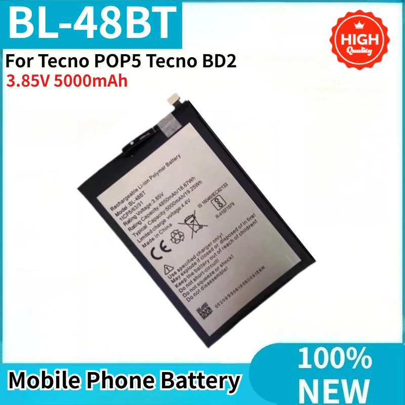 

BL-48BT High Quality Phone Battery 3.85V 5000mAh For Tecno POP5 Tecno BD2 Brand New Replacement Battery
