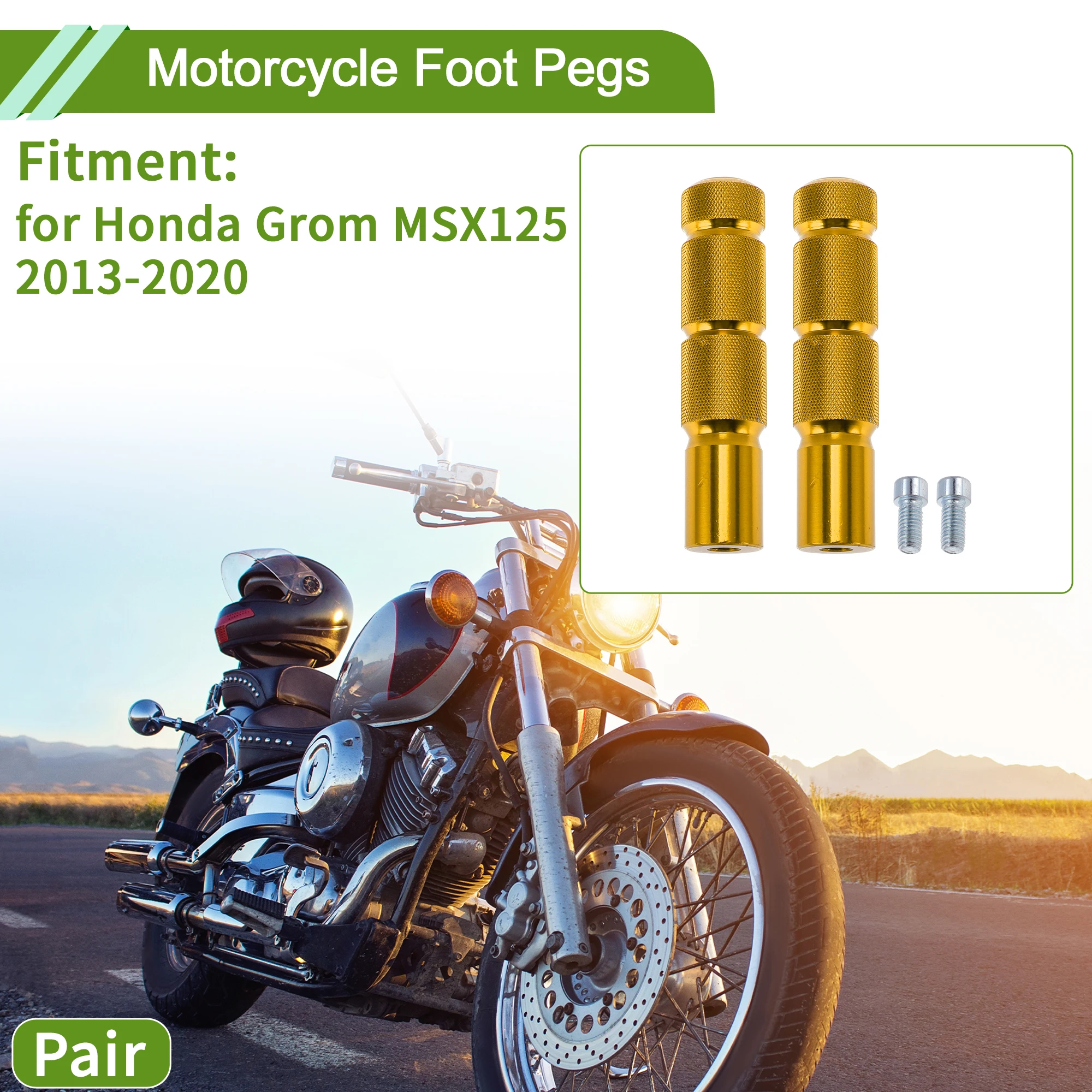 UXCELL Motorcycle Foot Pegs for Honda Grom MSX125 2013-2020 Front Pedal Aluminum Alloy