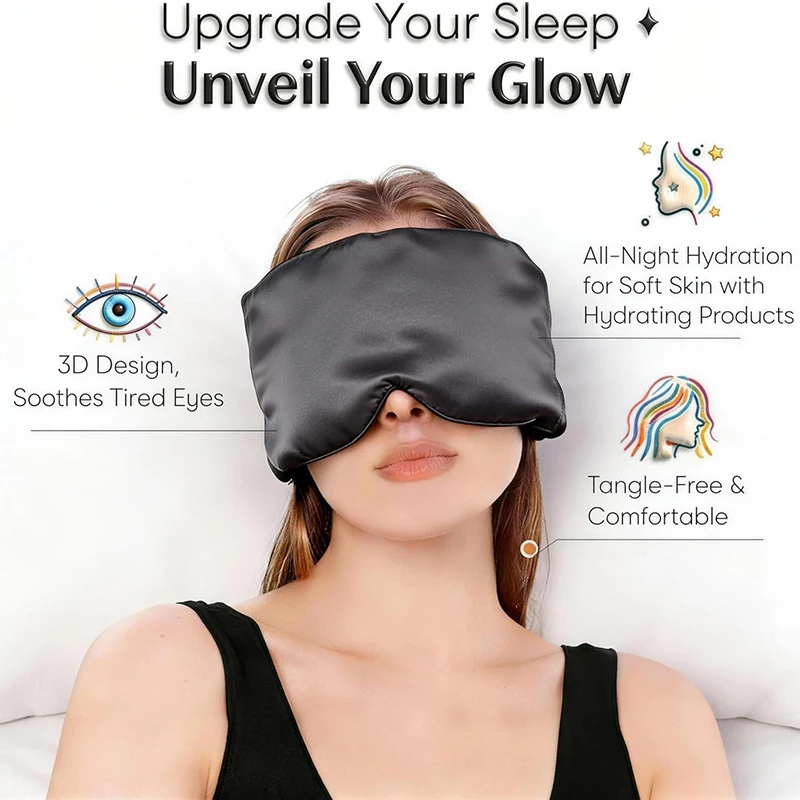 Luxury 100% Pure Silk Sleep Eye Mask 3D Contoured Soft Breathable No Pressure Comfortable Mask for Sleeping