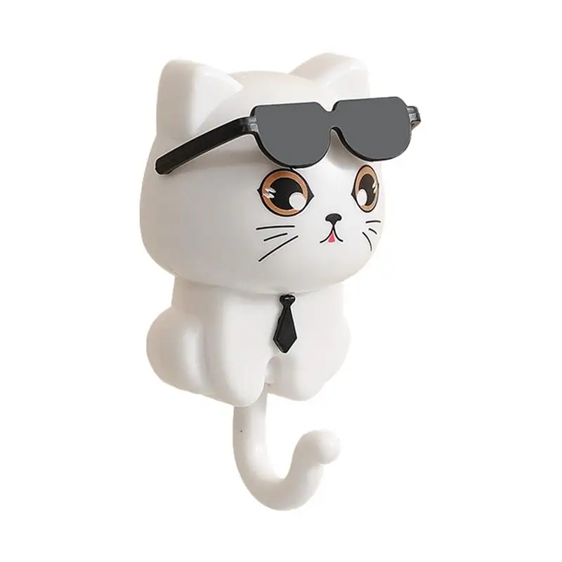 

Sunglasses Cat Key Holder Cartoon Cat Hook Adhesive Door Hangers Hooks Key Towel rack Cap Coat Rack Wall Animal Decoration Rack