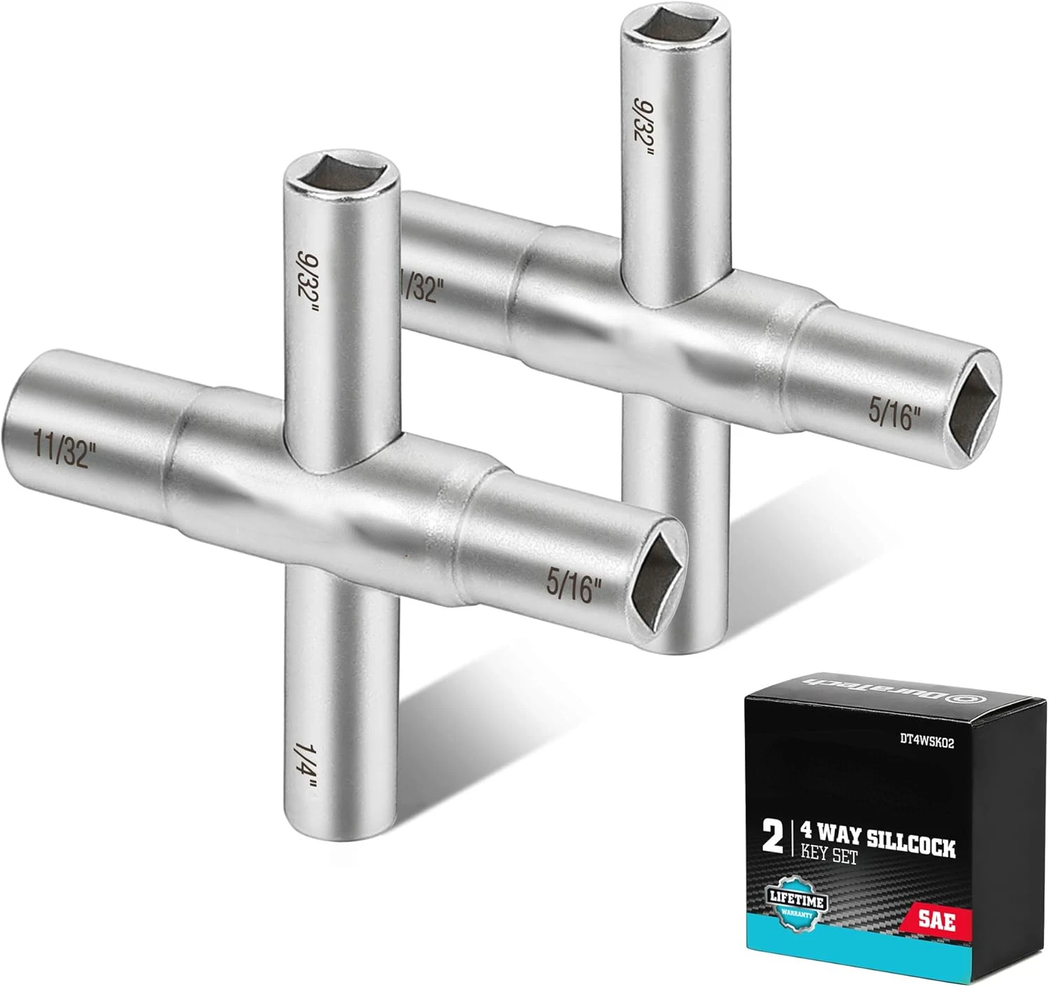 

DURATECH 4 Way Sillcock Key Set, 1/4", 9/32", 5/16", 11/32", 2-Pack, for Valve, Faucet, and Spigots