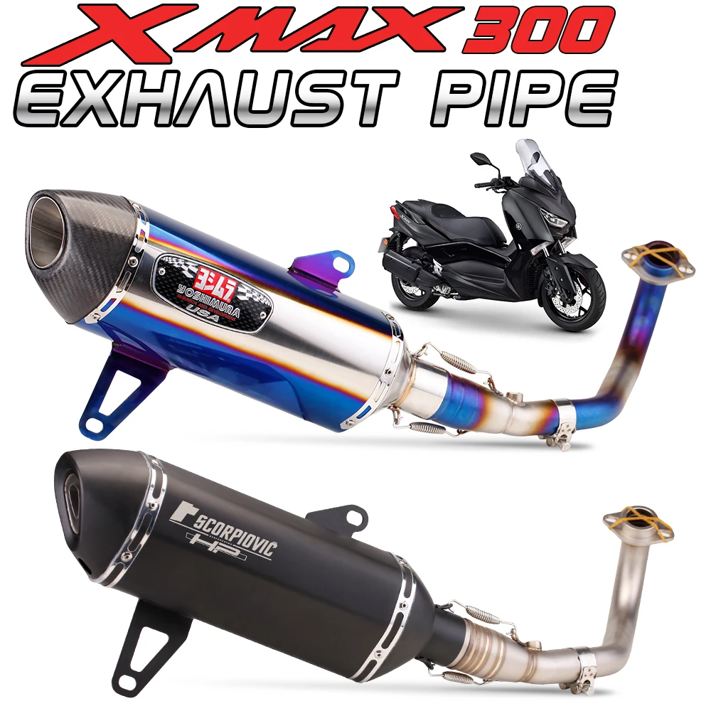 

For XMAX300 250 XMAX 300 X MAX250 Motorcycle Exhaust Escape Moto Muffler Slip on Motorcross Front Pipe Stainless Steel Tube