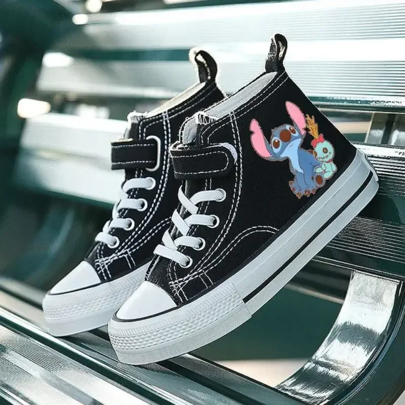 Canvas Kids Lilo Stitch Sport Girl High-top  Boys Kid Shoes Disney Casual Cartoon comfort Shoes Children Print Boys Tennis Shoes