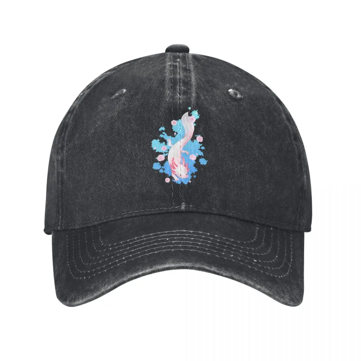 Axolotl Swimming Unisex Baseball Cap Mexican Salamander Animal Distressed Denim Hats Cap Fashion Outdoor All Seasons Travel Cap