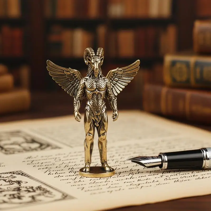 Brass Devil Mini Figures Set Metal Anime Collectible Statues Retro Brass Ornament for Office Desk Gift Decor 5PCS