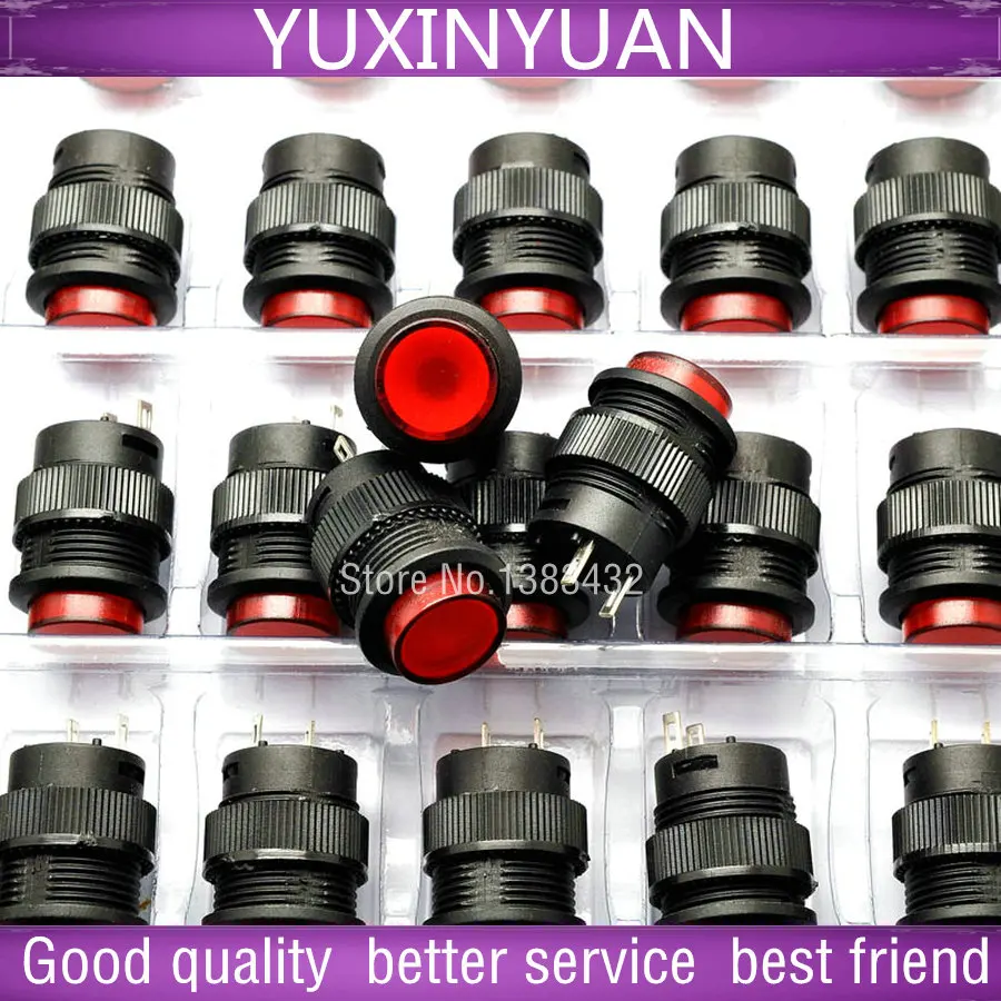 No lock switch/since the reset switch/R16 16 mm - 503 - b round 3 a/250 v is red 10pcs/lot