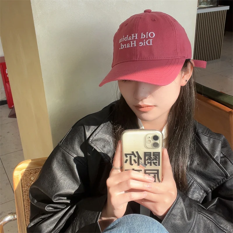 New Baseball Cap Embroidery Lettered Casual Men and Women All-Matching Korean Style Cotton Peaked Cap Fashion