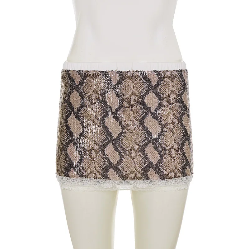 

Женская модная полуюбка с пайетками и низкой талией Spicy Girl, кружевная юбка в стиле ретро