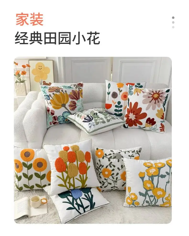 Moderne Kissenbezüge mit Blumenstickerei, niedliches Design, Boho-Ästhetik, dekorative Kissenhülle für Sofa, Bett, Stuhl, Heimdekoration – Detail 7