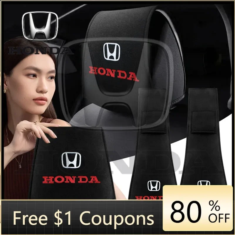 

2026 Hot For Honda 1/2pcs Car Accessories Seat Headrest Protective Covers For Honda Civci CRV Accord Mugen Prelude FIT City CRZ