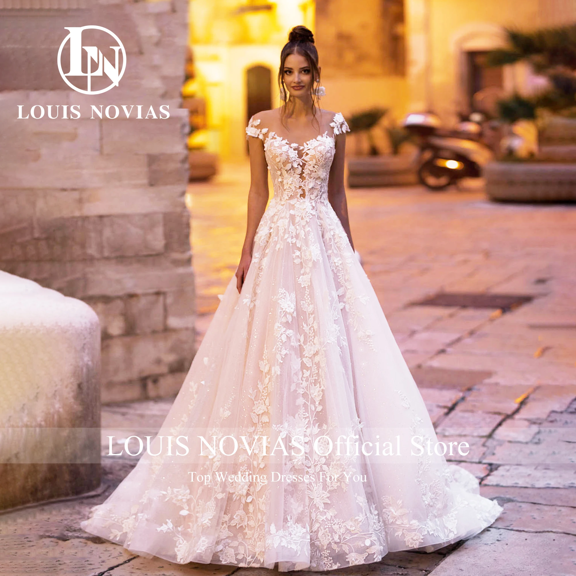 Louis Novias romantische Brautkleider für Frauen schulter freie rücken freie Applikationen Schatz Brautkleid Vestidos de Novia