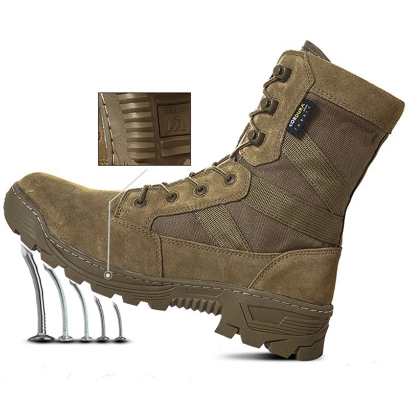 High-quality Male Desert Tactical Boots Outdoor Combat Boots Men Shoes Waterproof Puncture-proof Safety Boots Hiking Shoes