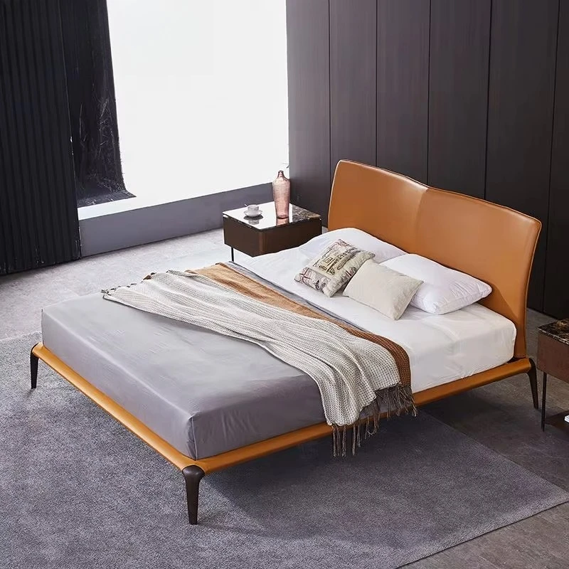 The latest luxury bedroom furniture set bed solid wood double king cloth bed