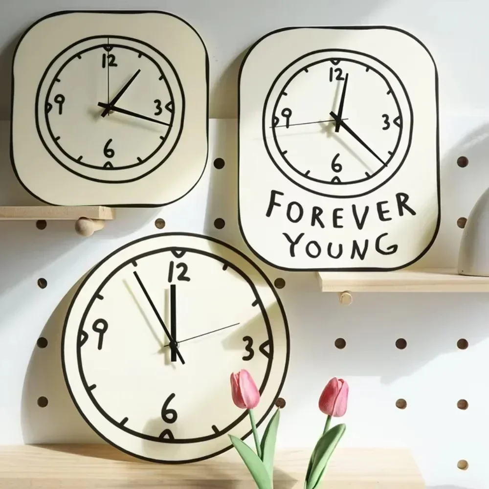 Cartoon Acrylic Wall Clock Swinging Pendulum Silent Desk Timepiece Table Ornament for Living Room Modern Home Decor Wall Clocks