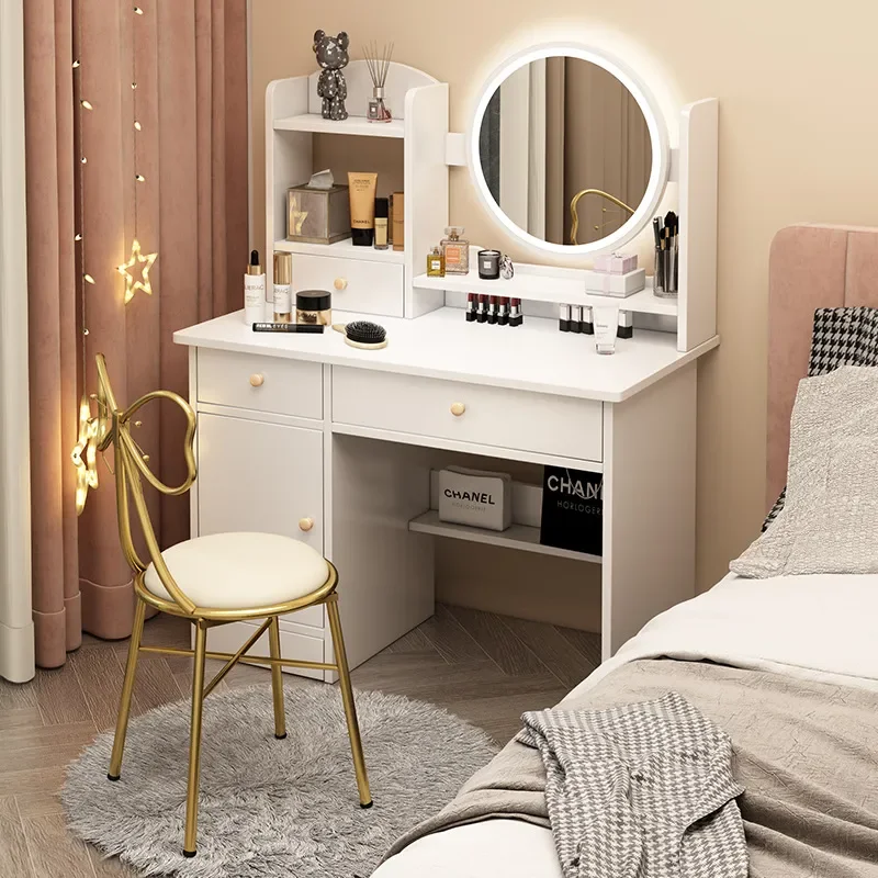 Modern Sintered Stone Dresser with Vanity Mirror Bedroom Storage Cabinet Minimalist Makeup Table for Home Decor