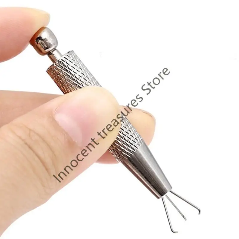 

3XUA Push in Type Quads Prong Professional Bead Holder Grab Ball Catchers Surgical Steel Body Piercings Tools Jewelry