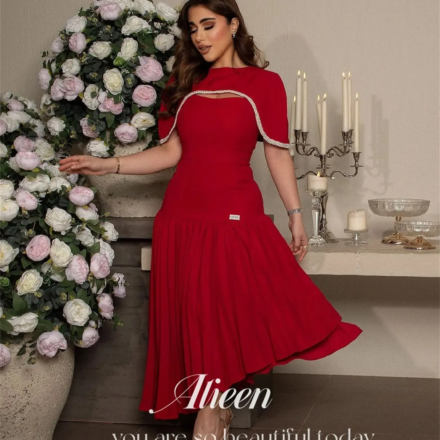 

Aileen Red Two Piece Set Saudi Evening Dresses 2024 Wedding Party Dress Elegant Woman Gala Prom Graduation Luxurious Women's