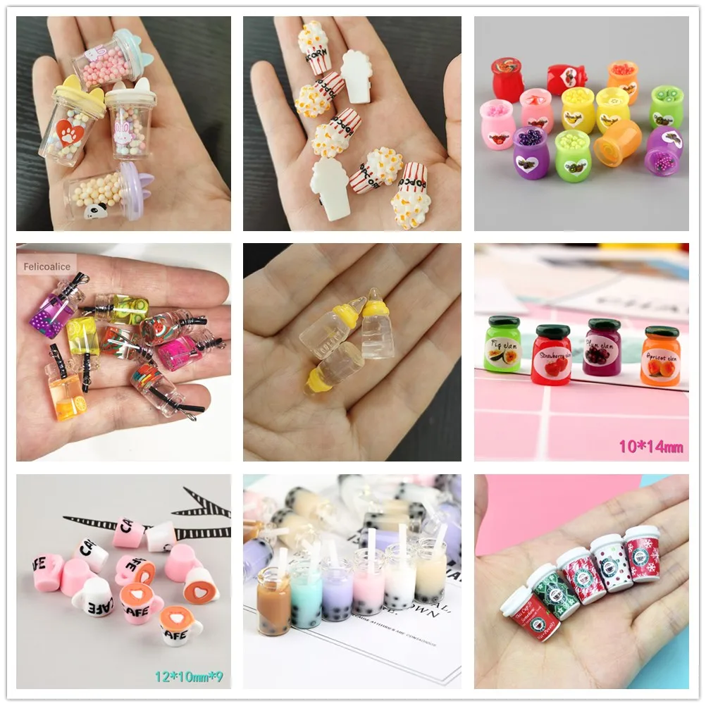 10 teile/beutel Harz Kaffeetasse Nette Kawaii Mini Tasse DIY Telefon Fall Dekor Hause Miniatur Lebensmittel Spielen Dekor Miniaturen Dekor Tiara – Detail 6