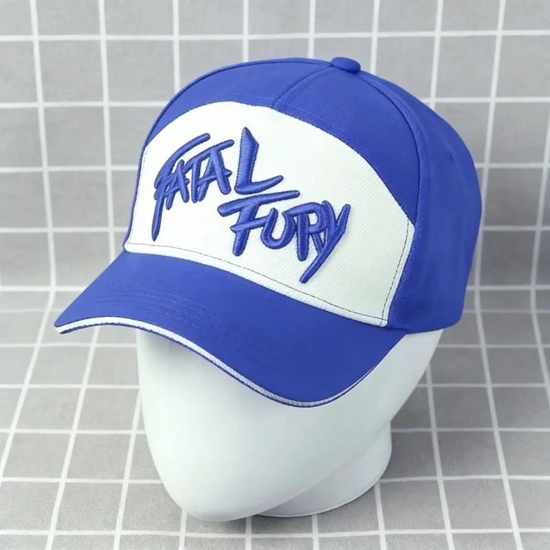 New Terry Bogard Blue Baseball Cap King of Fighters Embroidery Cotton Fatal Fury Hat Cosplay Adjustable Outdoor Sports Sunhat