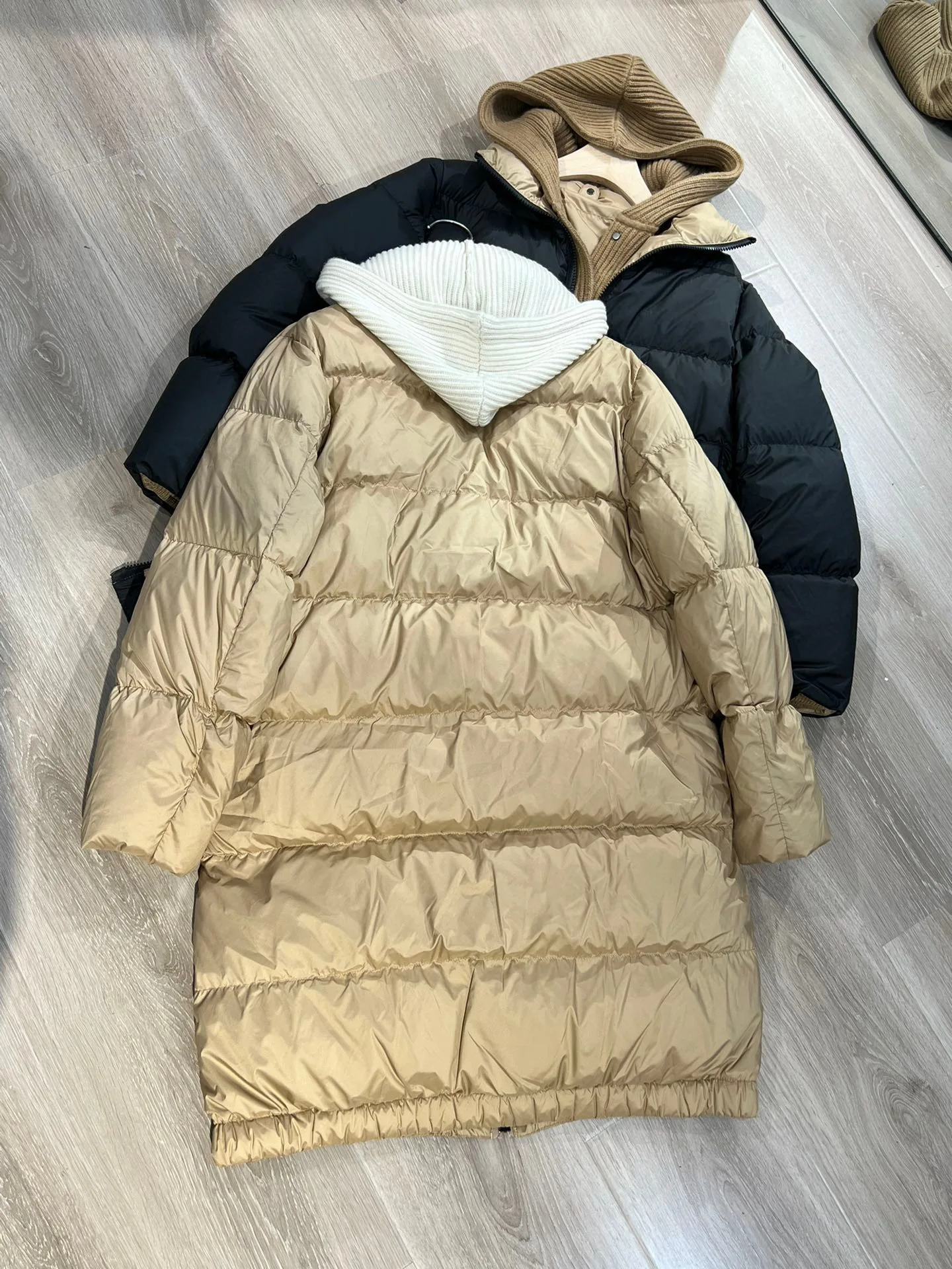 Casual Style Long Puffer for Women, Paneled, Cashmere