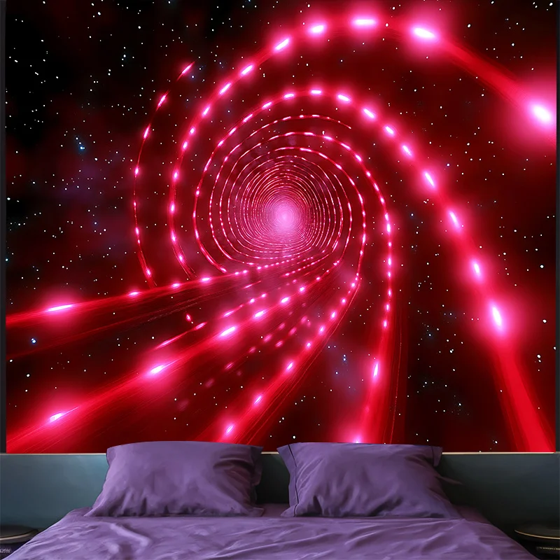 Tapestry 1pc Neon Spiral Galaxy Tunnel UV Blacklight Wall Hanging- Vibrant Fluorescent Tapestry with Cosmic Swirl Design, Suitab