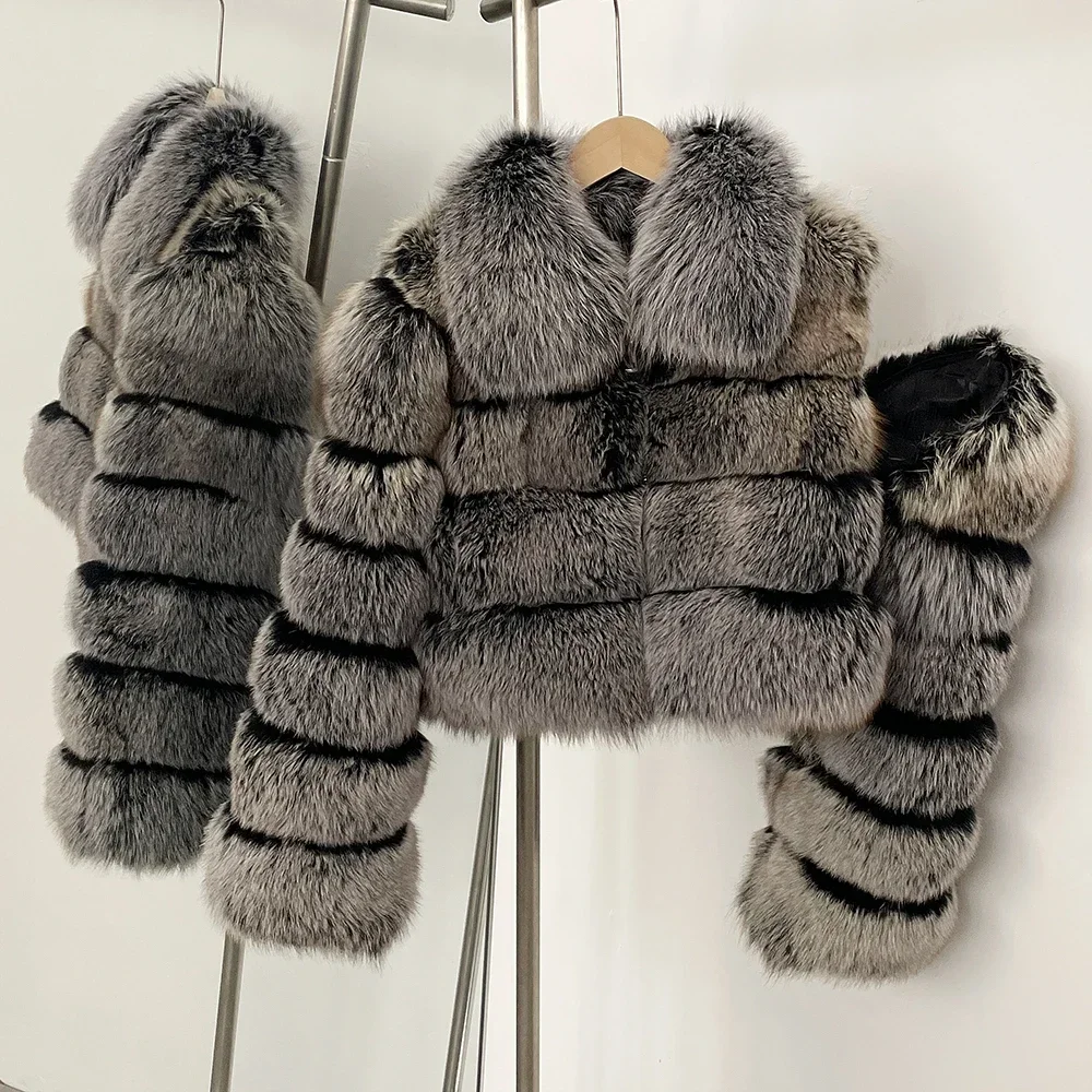 Пальто для женщин Шуба из натурального меха Топы с длинными рукавами для женщин Короткая зимняя куртка с подкладкой Женская одежда Теплая верхняя одежда