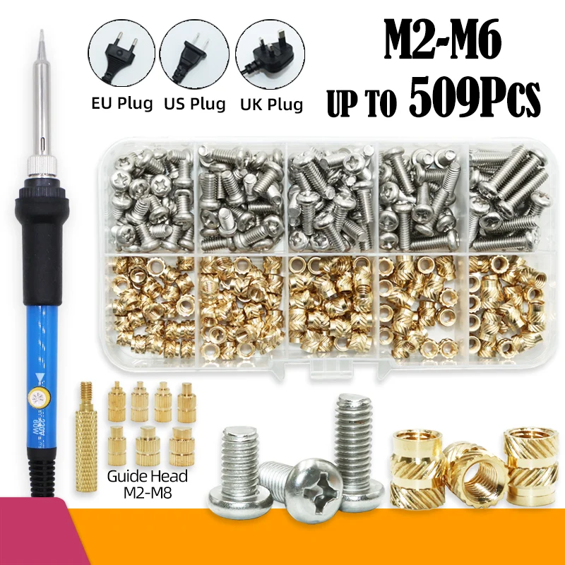 M2 M3 M4 Warmte Set Insert 3d Afdrukken Soldeerbout Tip Machine Schroef en Messing Schroefdraad Inserts Moer Bout Tool Kit Game Computer